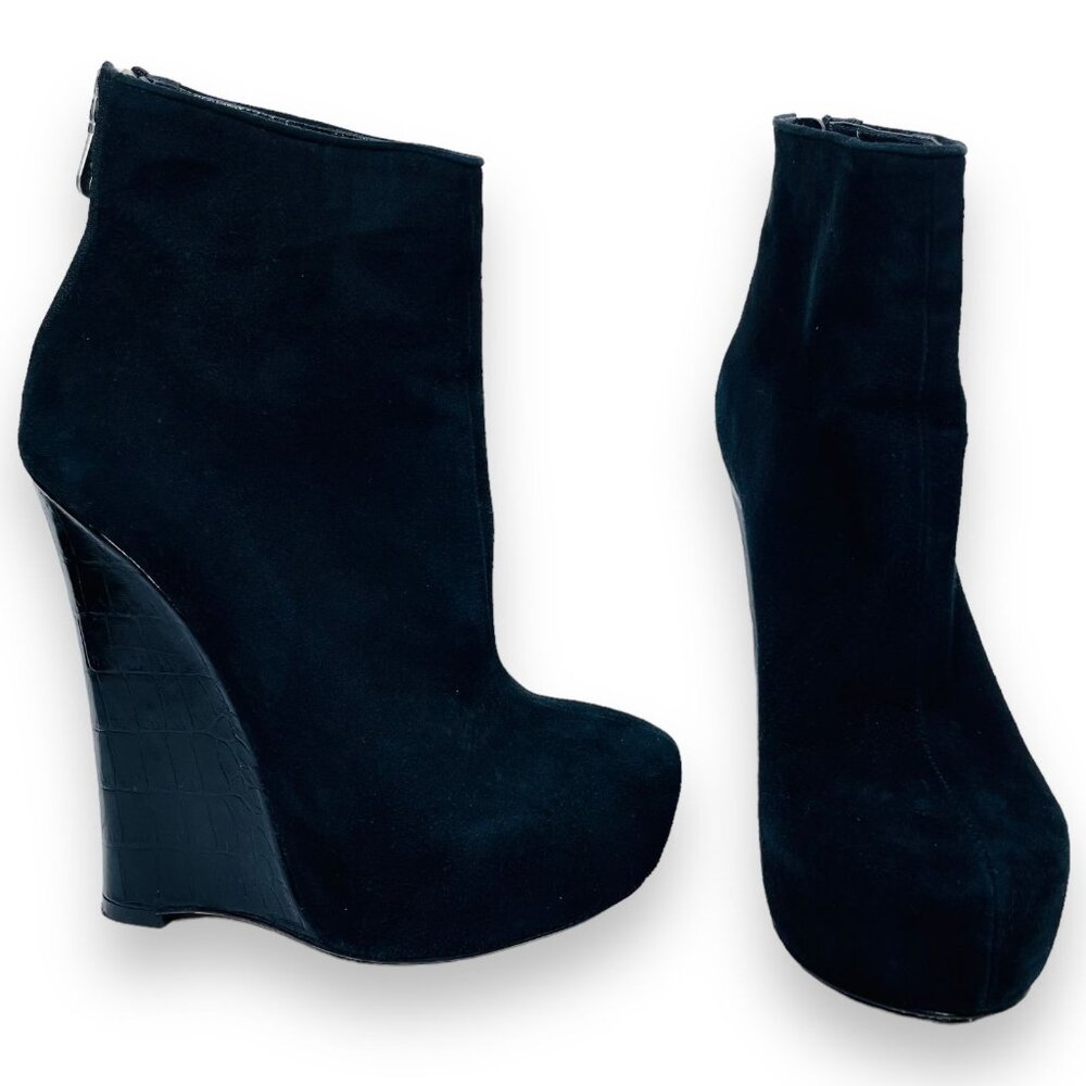 Alejandro Ingelmo Womens Black Suede High Platform Boots Booties Shoes 35